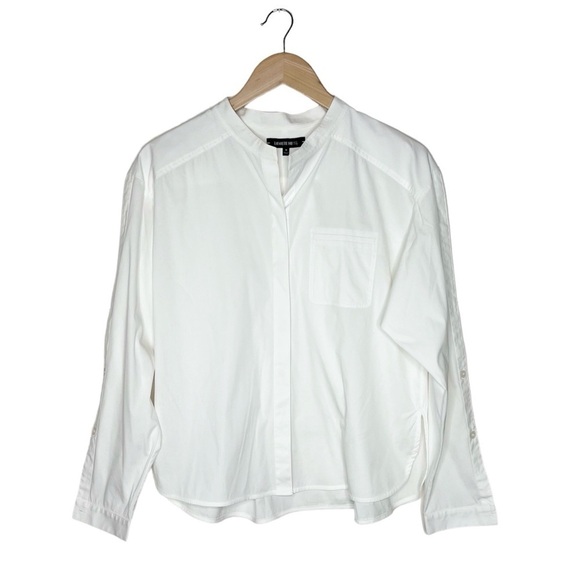 Lafayette 148 White Poplin Button Up Shirt - Picture 1 of 6